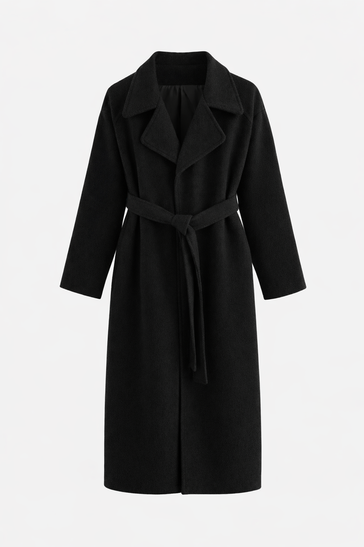 Shulamit - Eleganter Langarm Mantel Mit Gürtel