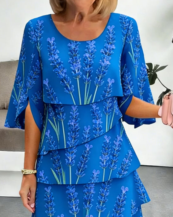 Liania – Mehrlagiges Kleid Mit Lavendel-Drucken