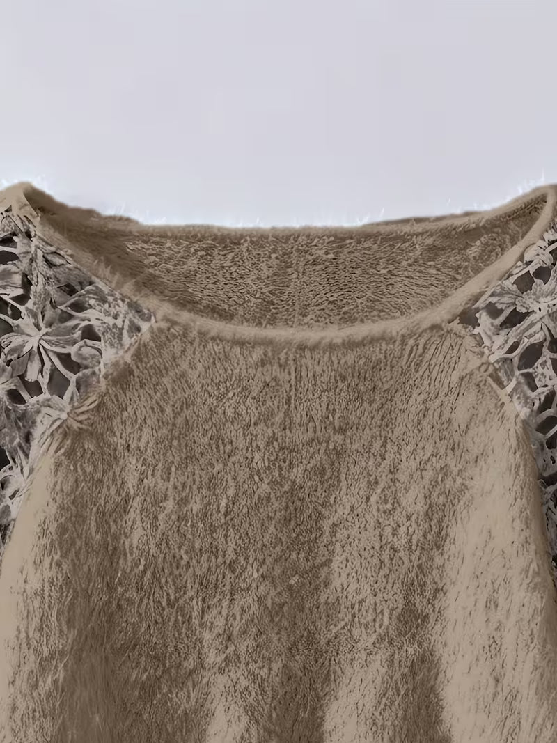 Dobrina – Ausgehöhlter Spitzen Pullover Mit Schulterfreiem Ausschnitt