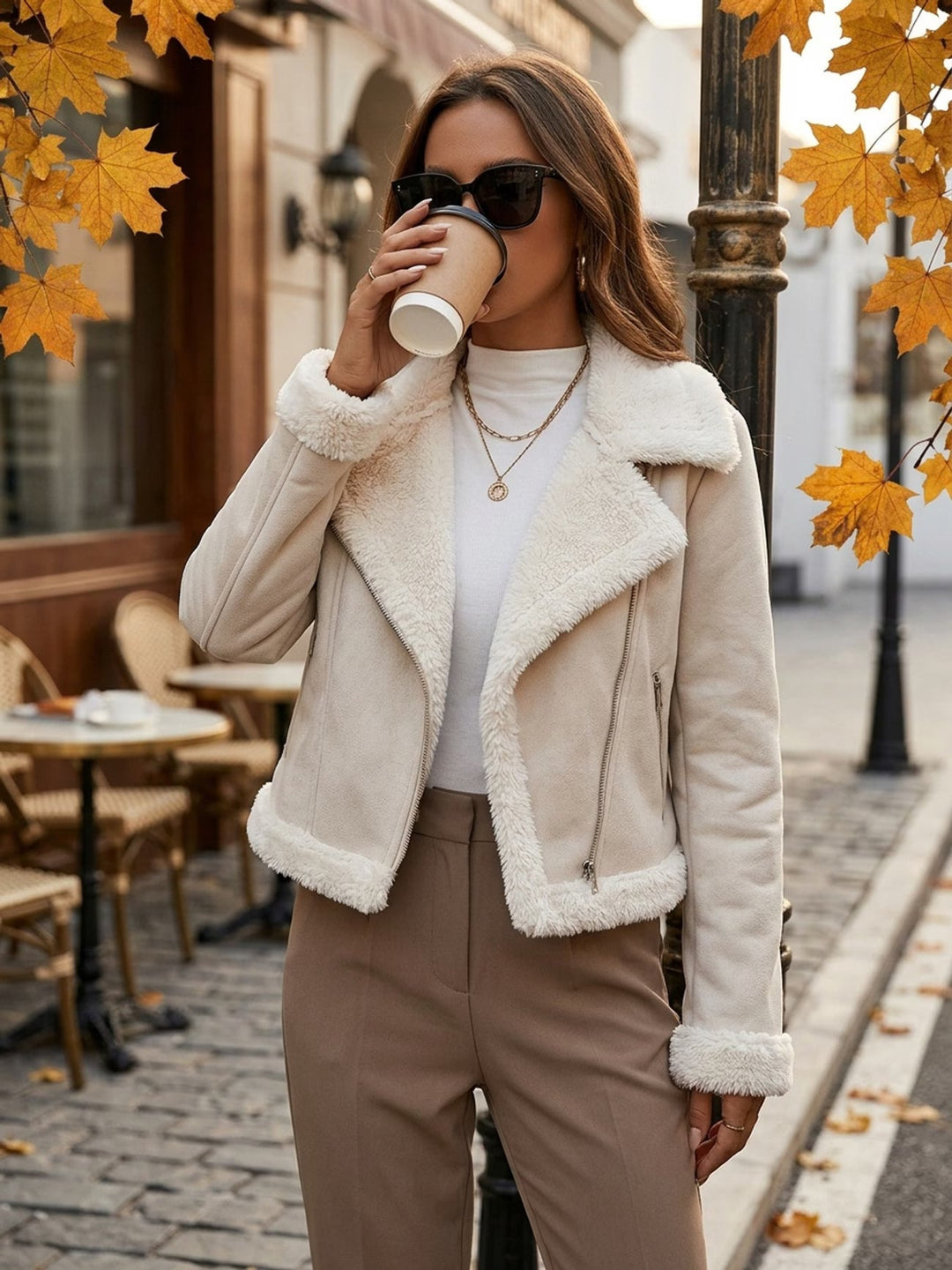Eryka – Langärmelige Kunstlederjacke