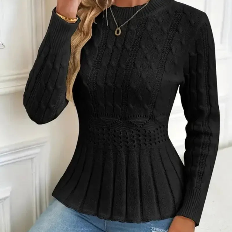 Bellie - Grob Gestrickter Pullover Mit Rundhalsausschnitt