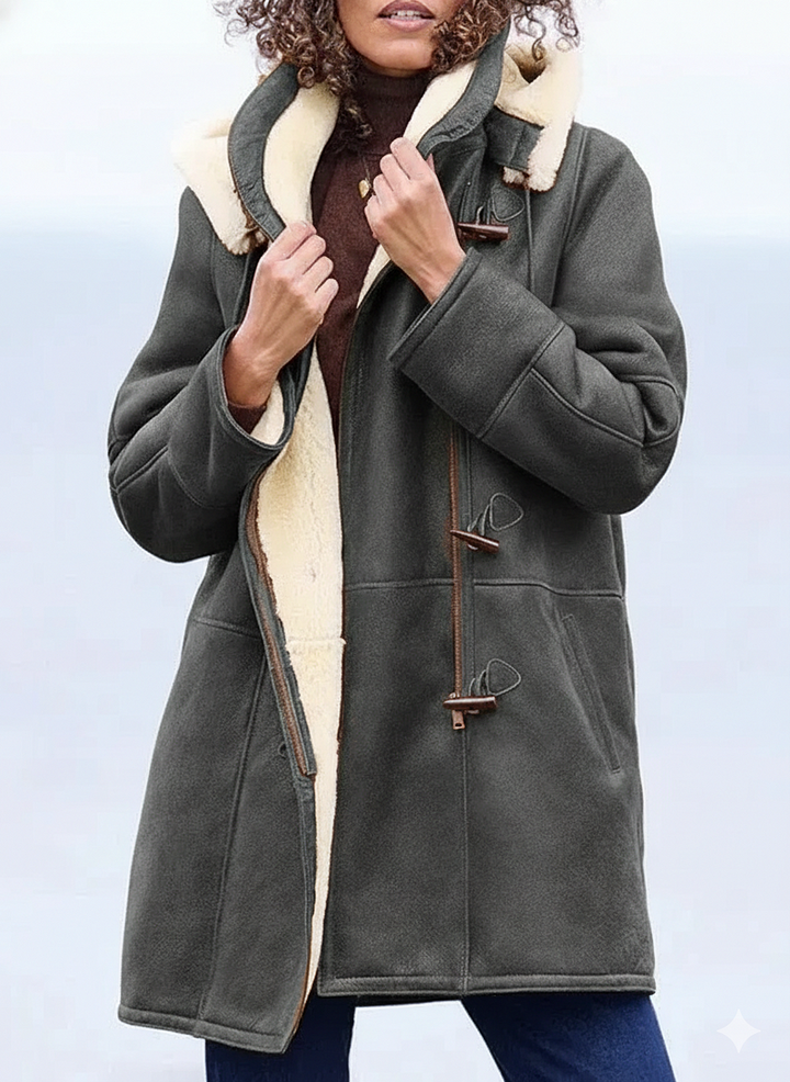 Zulika – Mantel Aus Kunstwildleder Mit Lammfellfutter
