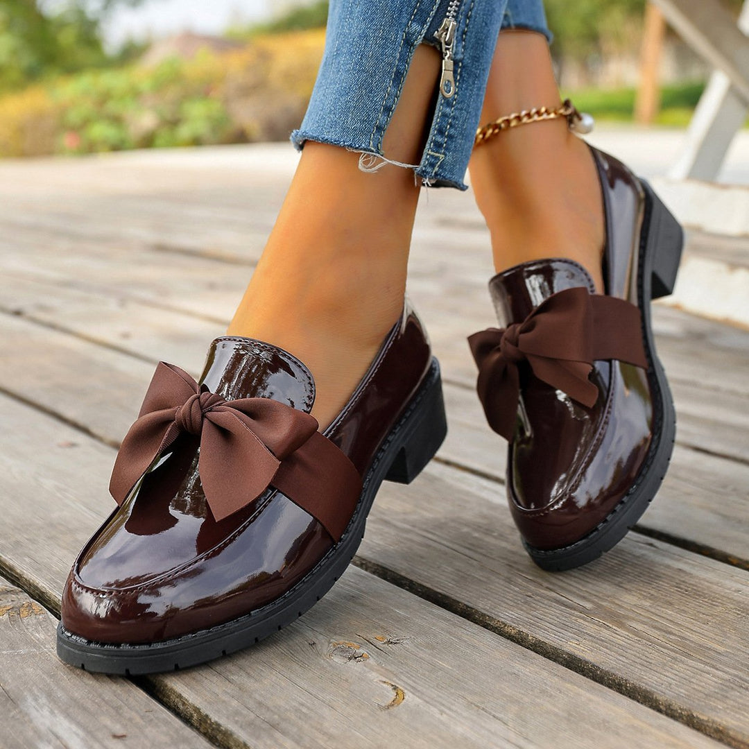Ziena – Loafer Aus Lackleder Mit Schleifenverzierung