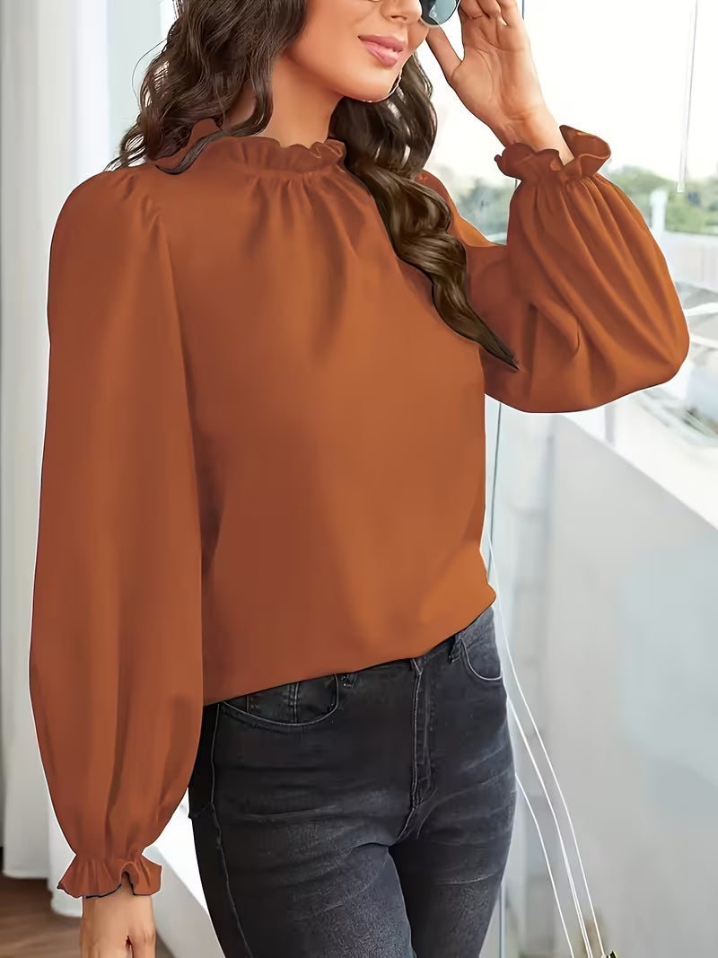 Aurelija – Bluse Mit Rüschen Kragen Und Puffärmeln