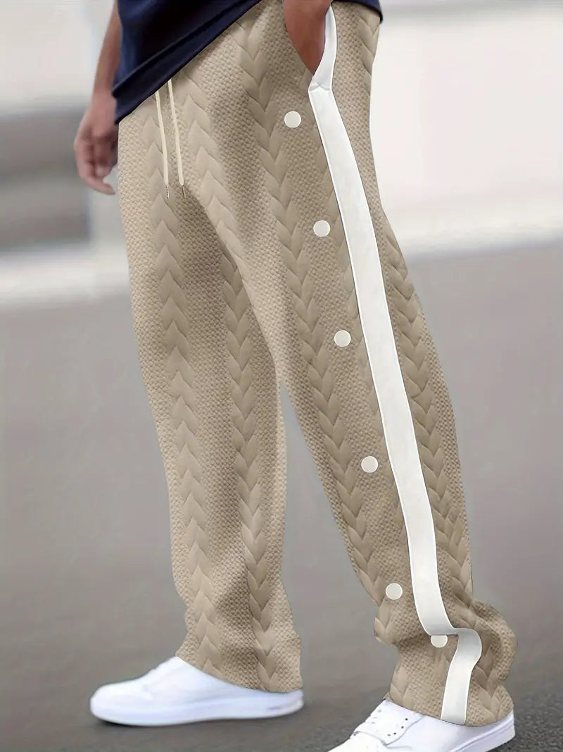 Jonass – Gestrickte Hose Mit Weitem Bein Und Seitlichen Knöpfen