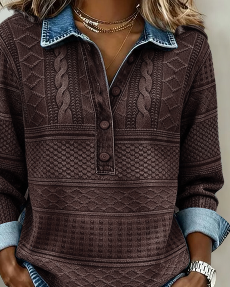 Melkorka – Modisches Sweatshirt Mit Halbem Knopf Revers