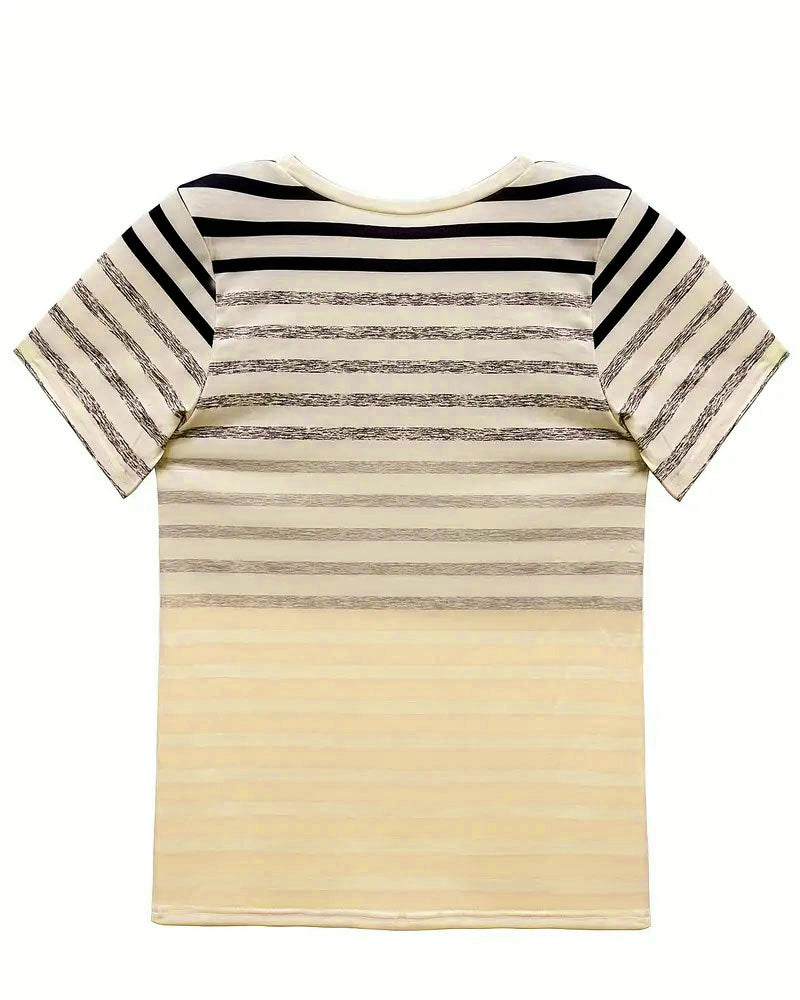 Kellie - Gestreiftes Kurzarm-T-Shirt Mit Rundhalsausschnitt