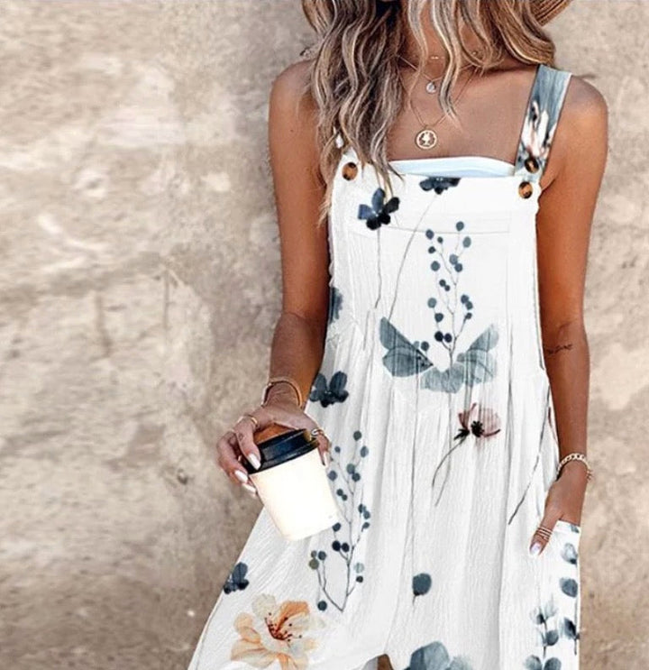 Nerys – Stilvoller Armelloser Jumpsuit Mit Blumen Drucken