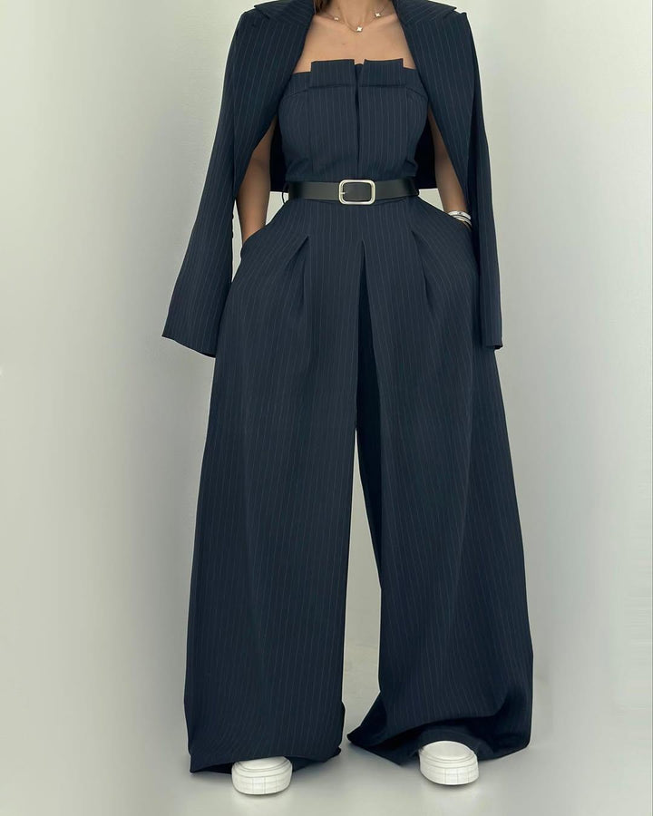 Lauralie – Trägerloser Jumpsuit im Jackenstil, Set Für Den Weg zur Arbeit