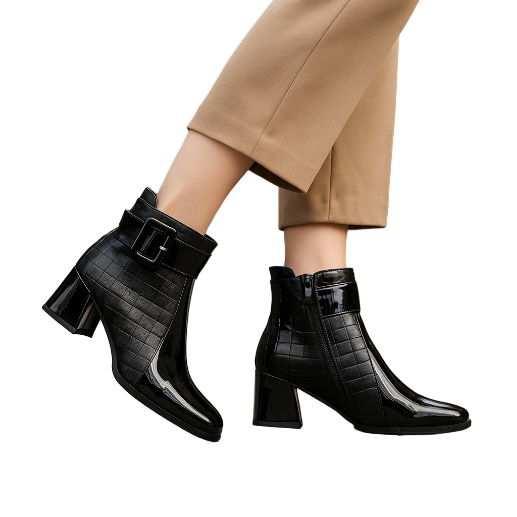 Sarit - Leder Stiefelette Mit Schnalle