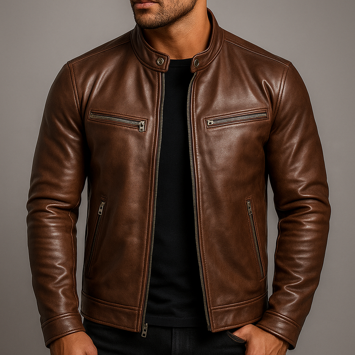 Jaromir – Vintage Leder Jacke Mit Reißverschluss