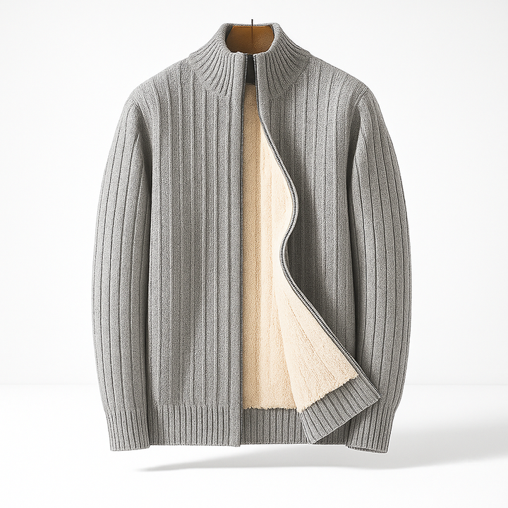 Artan – Gestrickte Kaschmir Strickjacke Mit Reißverschluss