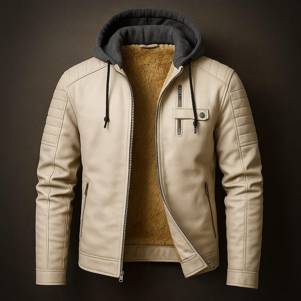 Glendon – Elegante Lederjacke mit Kapuze