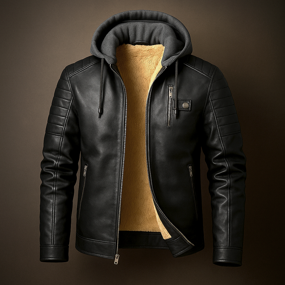 Glendon – Elegante Lederjacke mit Kapuze