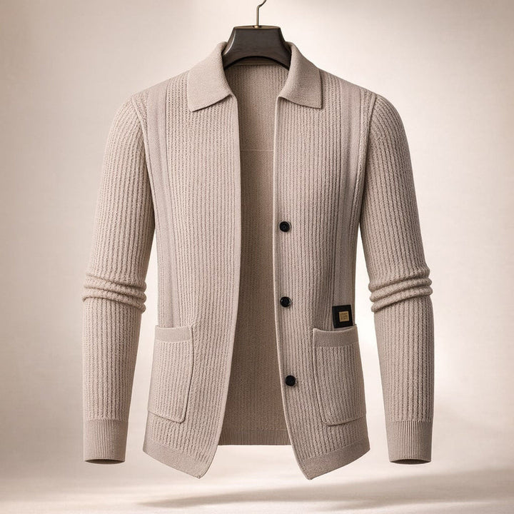 Nawed – Slim Fit Strickjacke Mit Reverskragen