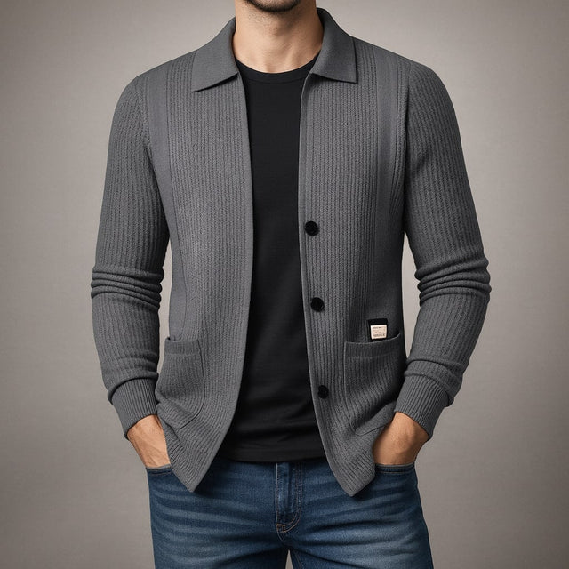 Nawed – Slim Fit Strickjacke Mit Reverskragen
