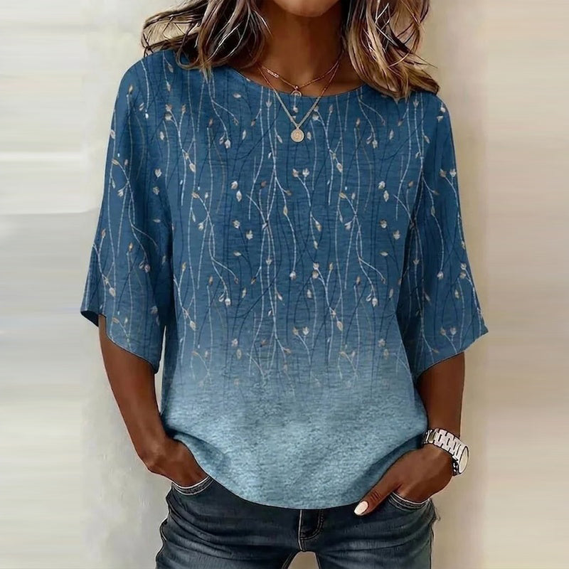 Eelene – Vintage-Bluse mit Blattmuster