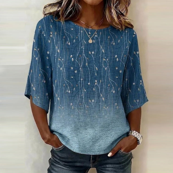 Eelene – Vintage-Bluse mit Blattmuster