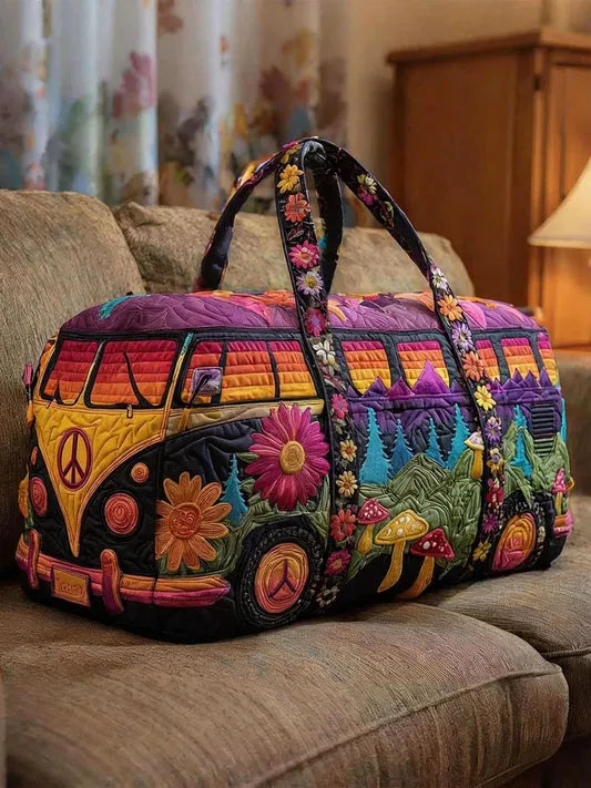 RetroBloom - Quilted Vintage Camper Print Travel Bag