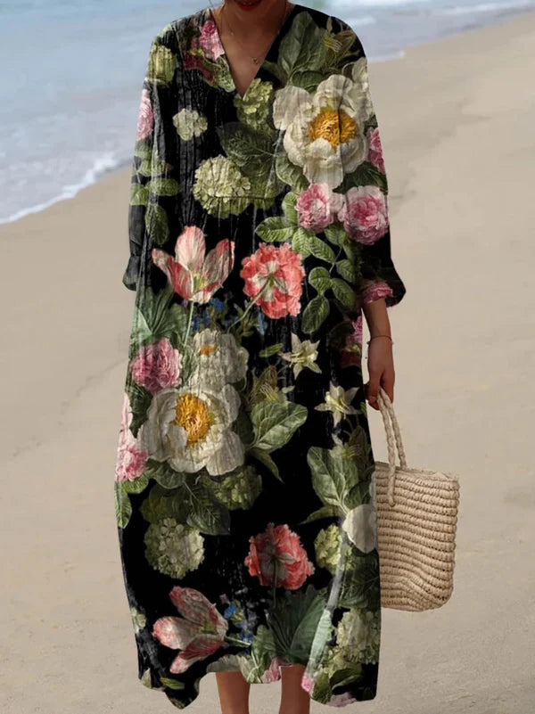 Zylina – Midikleid Mit V-Ausschnitt Und Blumenmuster