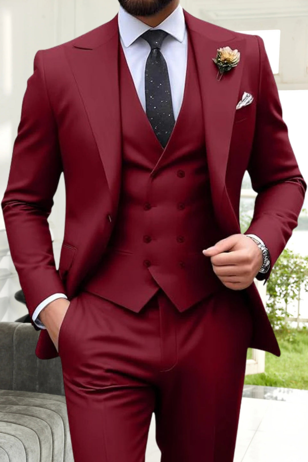 Gremist - Spitze Revers Slim Fit 3-Teilige Anzüge