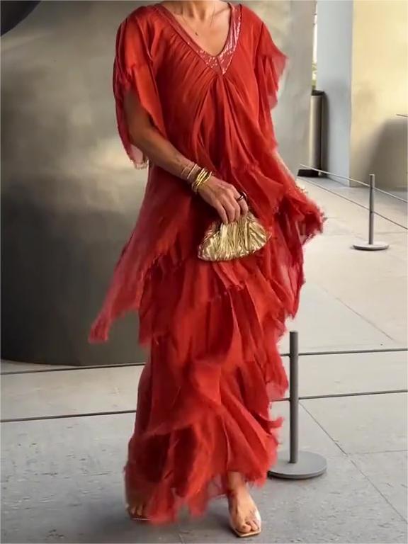 Carlijn - Elegantes Maxikleid mit V-Ausschnitt