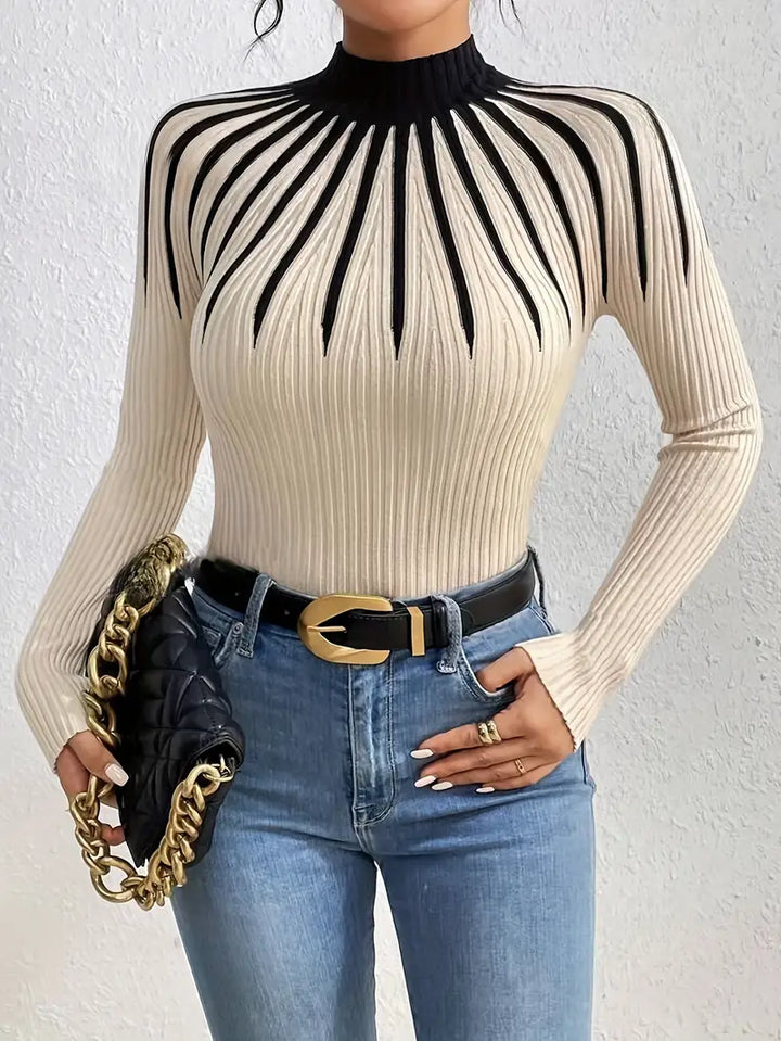 Maider – Eleganter Langarm Pullover Mit Hoher Kragen