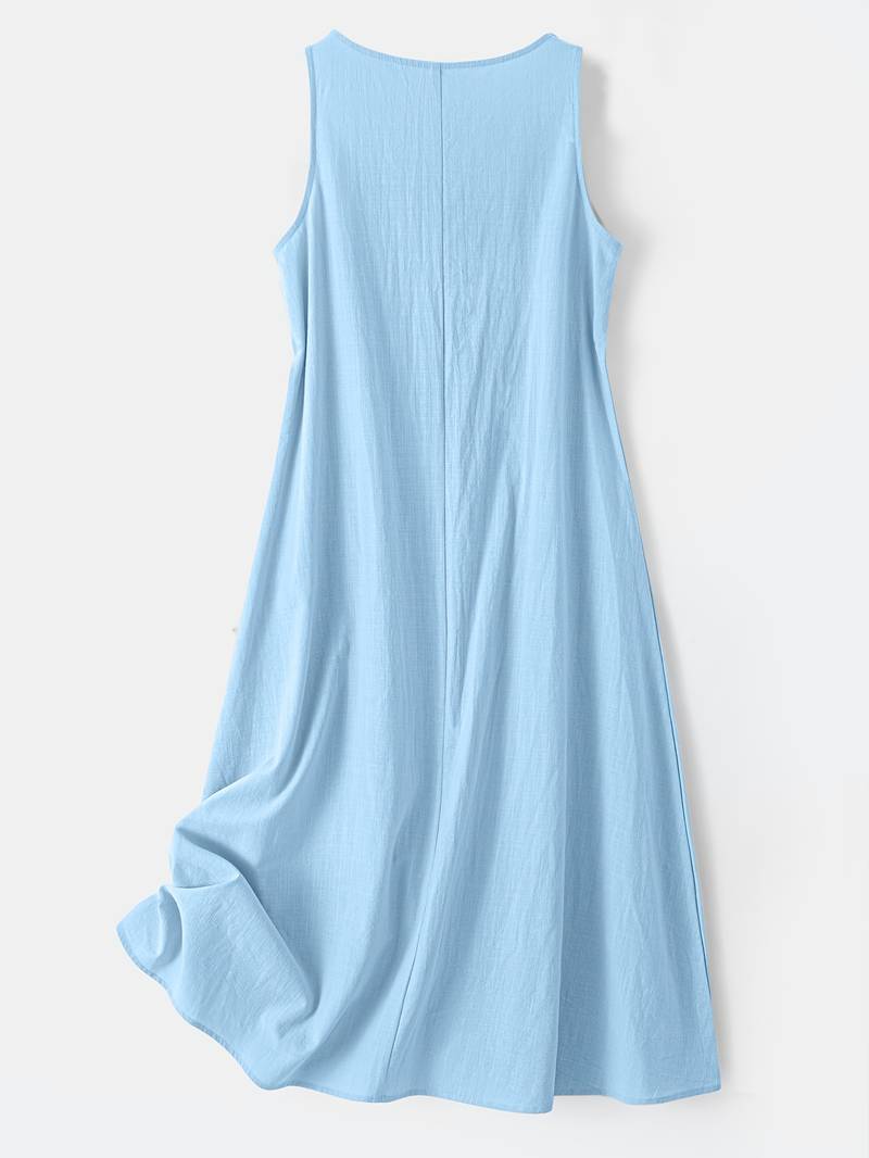 Brina - Elegantes Ärmelloses Maxikleid Mit V-ausschnitt