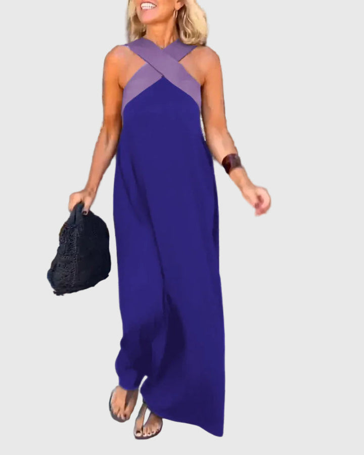 Frederikke – Elegantes Maxikleid Mit Gekreuztem Ausschnitt