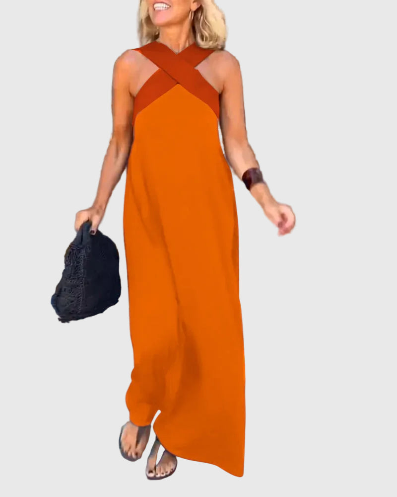 Frederikke – Elegantes Maxikleid Mit Gekreuztem Ausschnitt