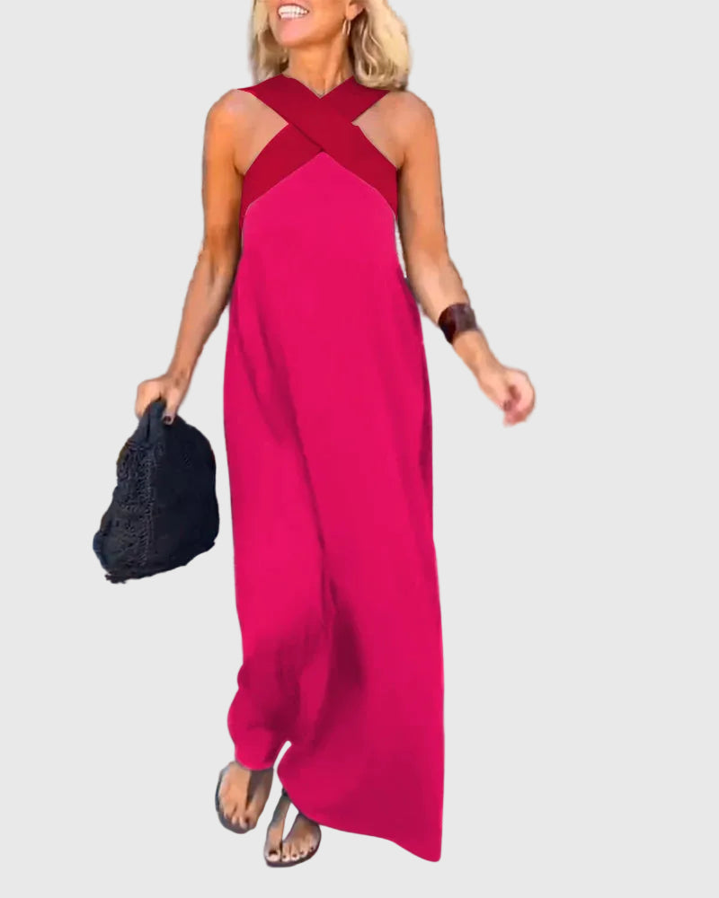 Frederikke – Elegantes Maxikleid Mit Gekreuztem Ausschnitt