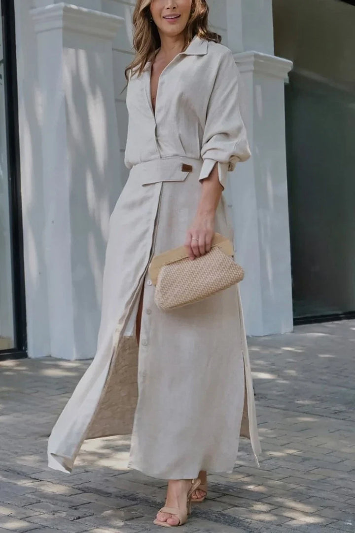 Simona - Baumwolle und Leinen Maxikleid