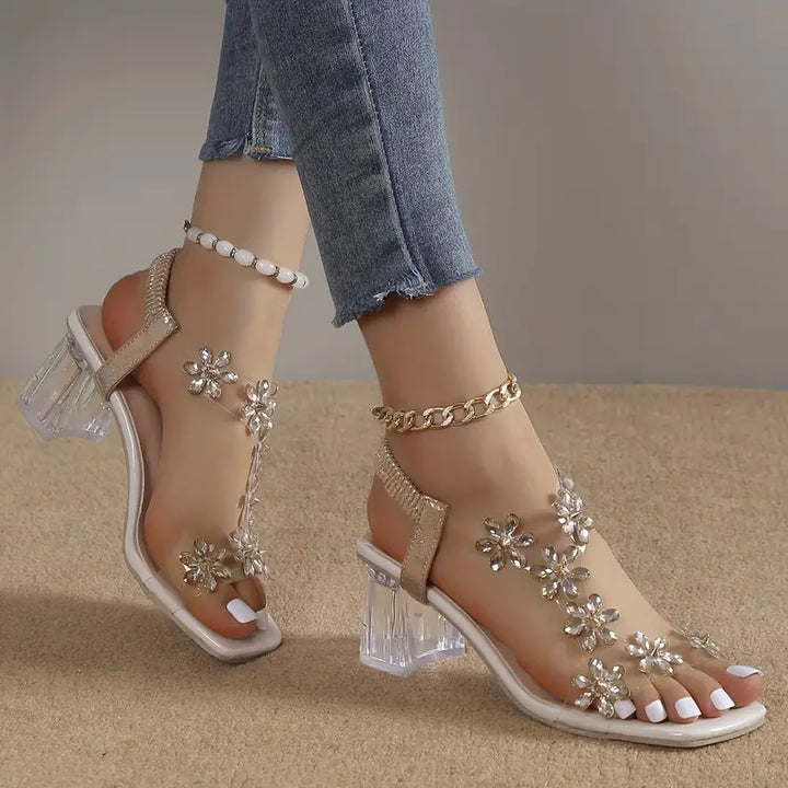 Graciela - Sandalen Mit Hohen Absätzen Und Blumenkristallen