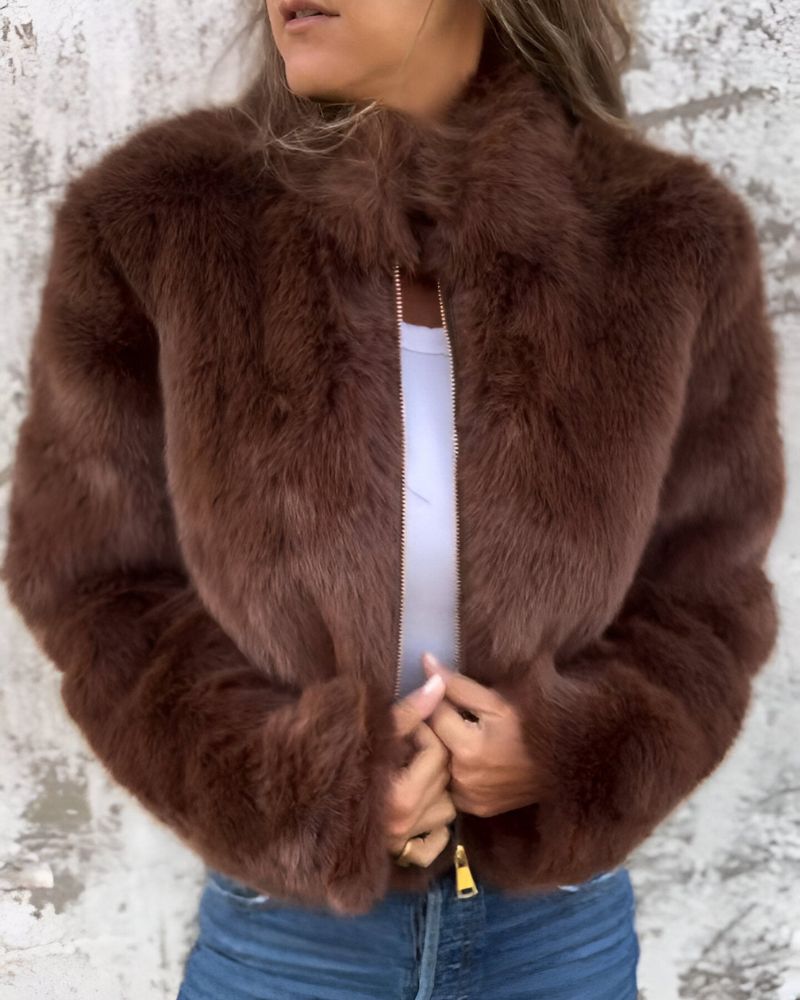 Arbel - Elegante Jacke Mit Stehkragen Aus Fell
