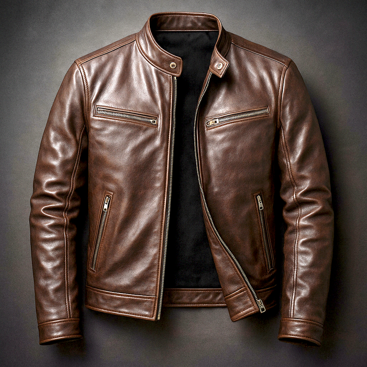 Jaromir – Vintage Leder Jacke Mit Reißverschluss