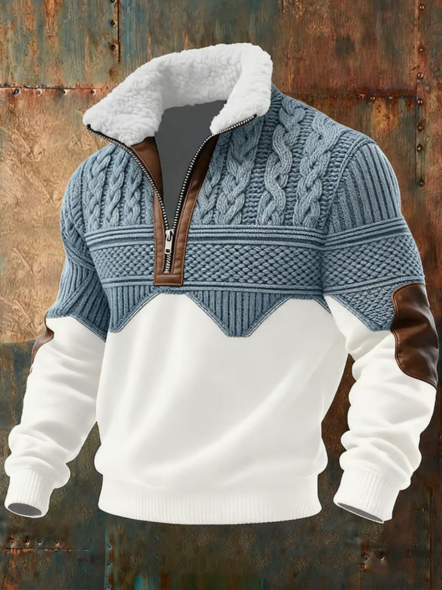 Nuno – Pullover Mit Halbem Reißverschluss Und Zopfmuster