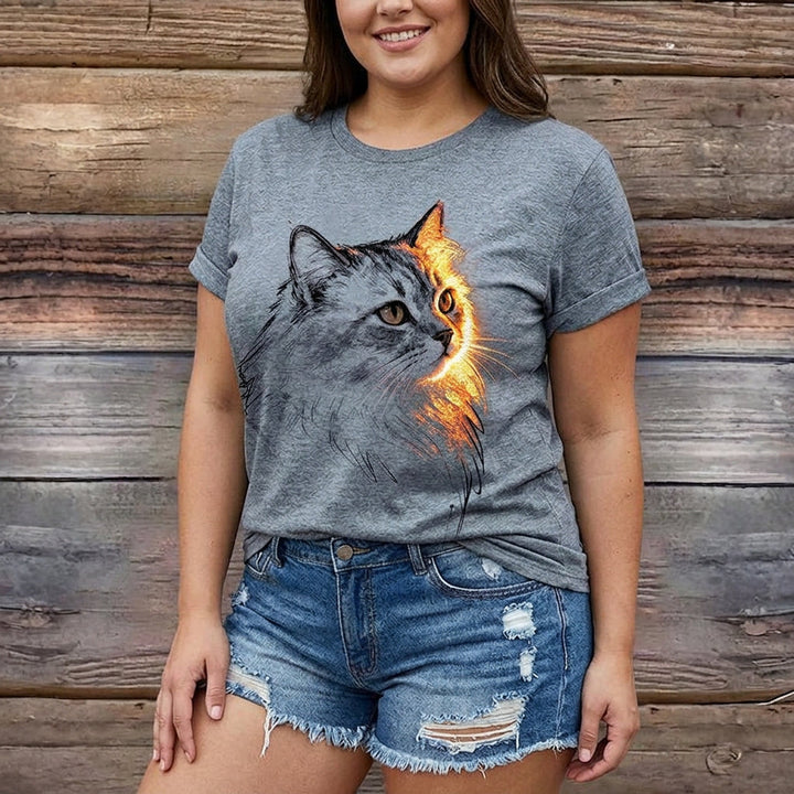 Meyya – Lässiges T-Hemd Mit Katzen Motiv