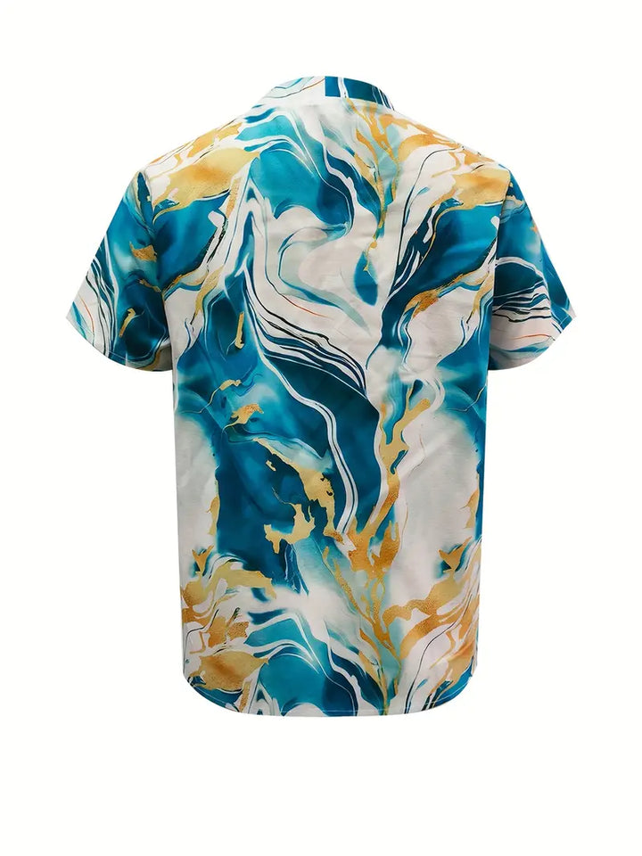 Maroula - Elegantes Hemd Mit Marmorprint Und Kurzen Ärmeln
