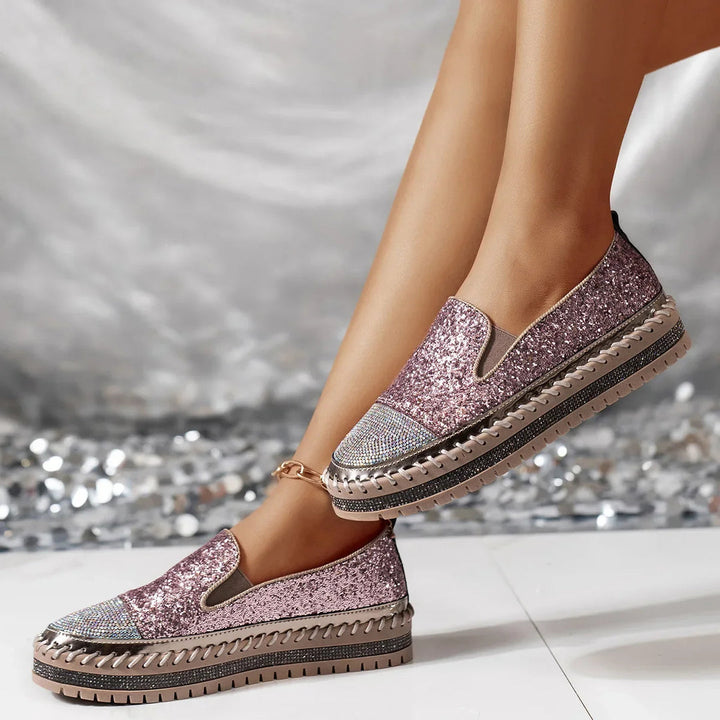Lizka – Plateau Loafer Mit Glitzer Und Strass