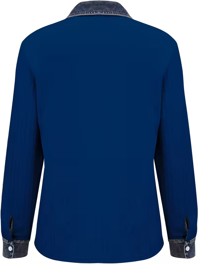 Eryna – Langärmliges Shirt mit Zopfmuster und Jeanskragen