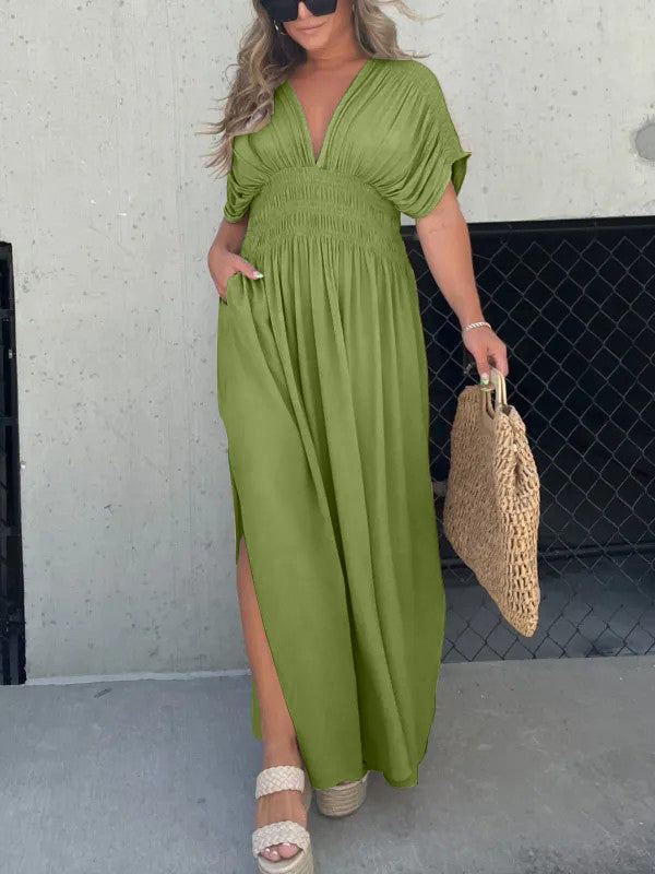 Neisya – Maxikleid V-Ausschnitt und Schlitz