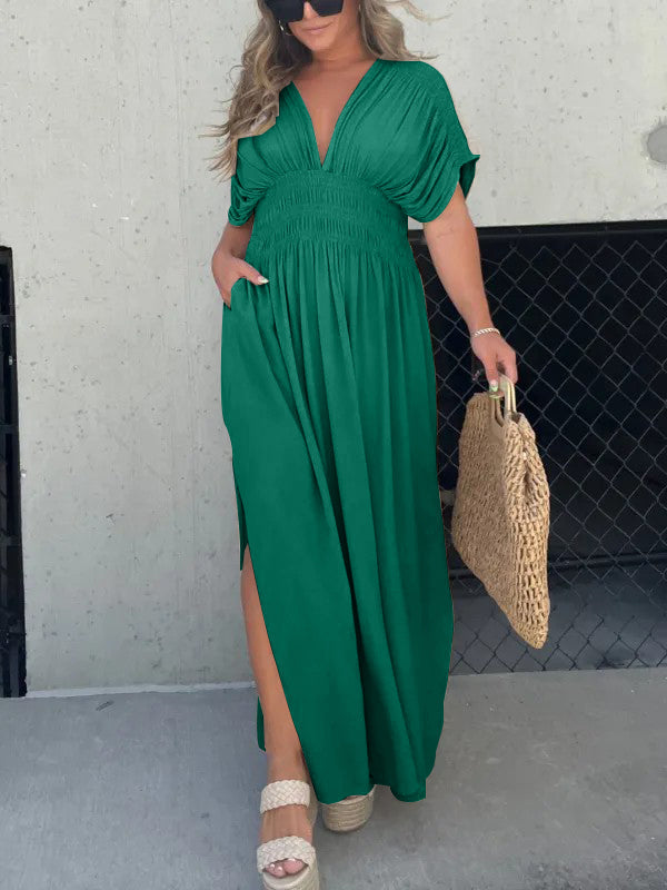 Neisya – Maxikleid V-Ausschnitt und Schlitz