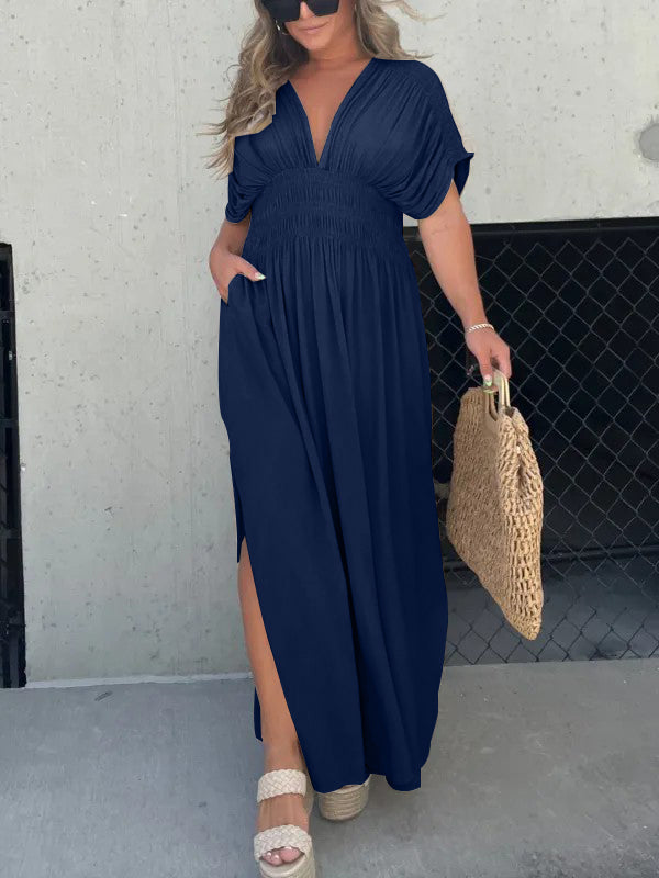 Neisya – Maxikleid V-Ausschnitt und Schlitz