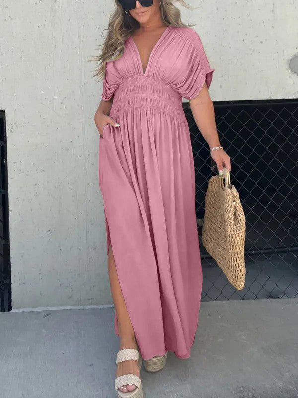 Neisya – Maxikleid V-Ausschnitt und Schlitz