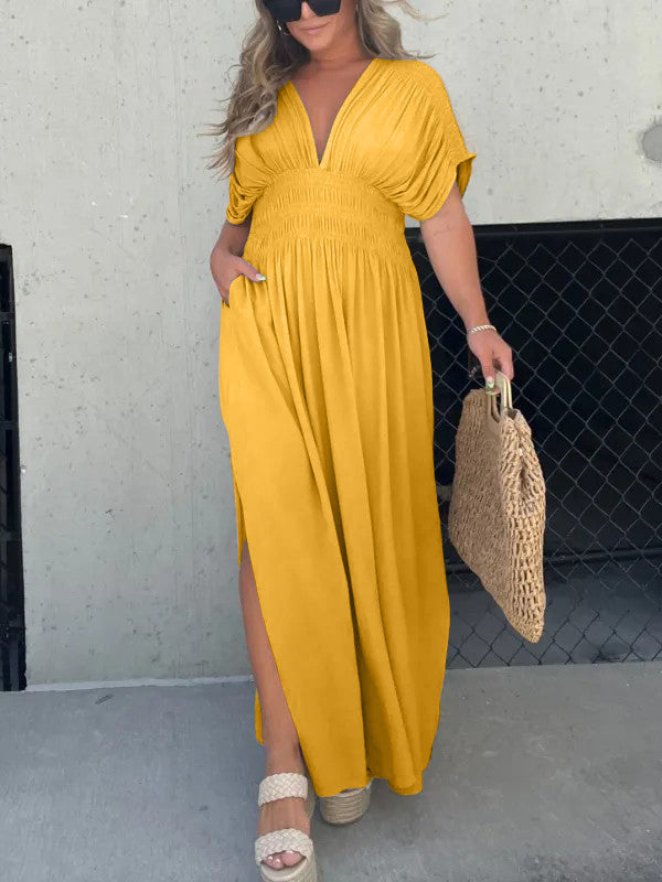 Neisya – Maxikleid V-Ausschnitt und Schlitz