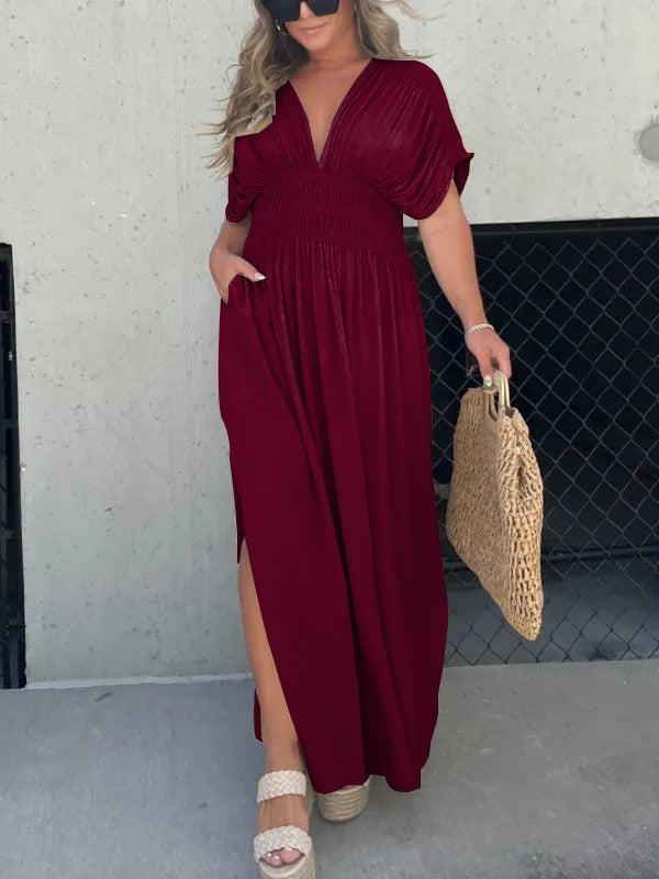 Neisya – Maxikleid V-Ausschnitt und Schlitz