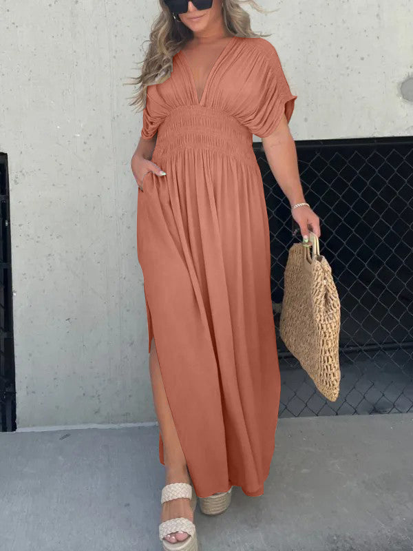 Neisya – Maxikleid V-Ausschnitt und Schlitz