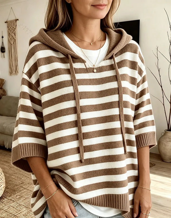 Kiera – Übergröße Kapuzenpullover Mit Streifenmuster