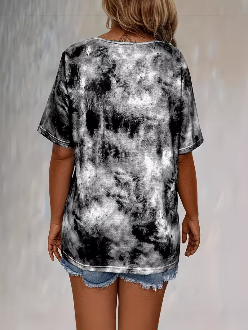 Rihanna – T-Hemd Mit V-Ausschnitt, Schnürung Und Tie-Dye-Optik
