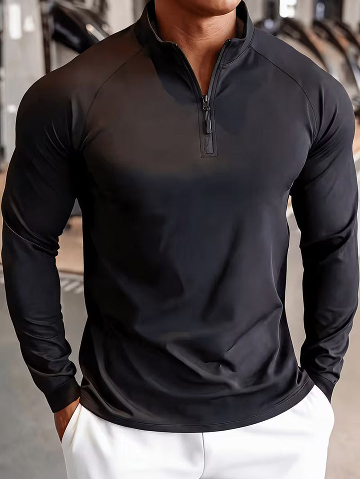 Zerdan – Langarm-Sweatshirt Mit Halbem Reißverschluss